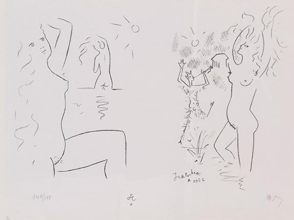 Appraisal: JEAN COCTEAU FRENCH - Faun and Nymphs at Play lithograph