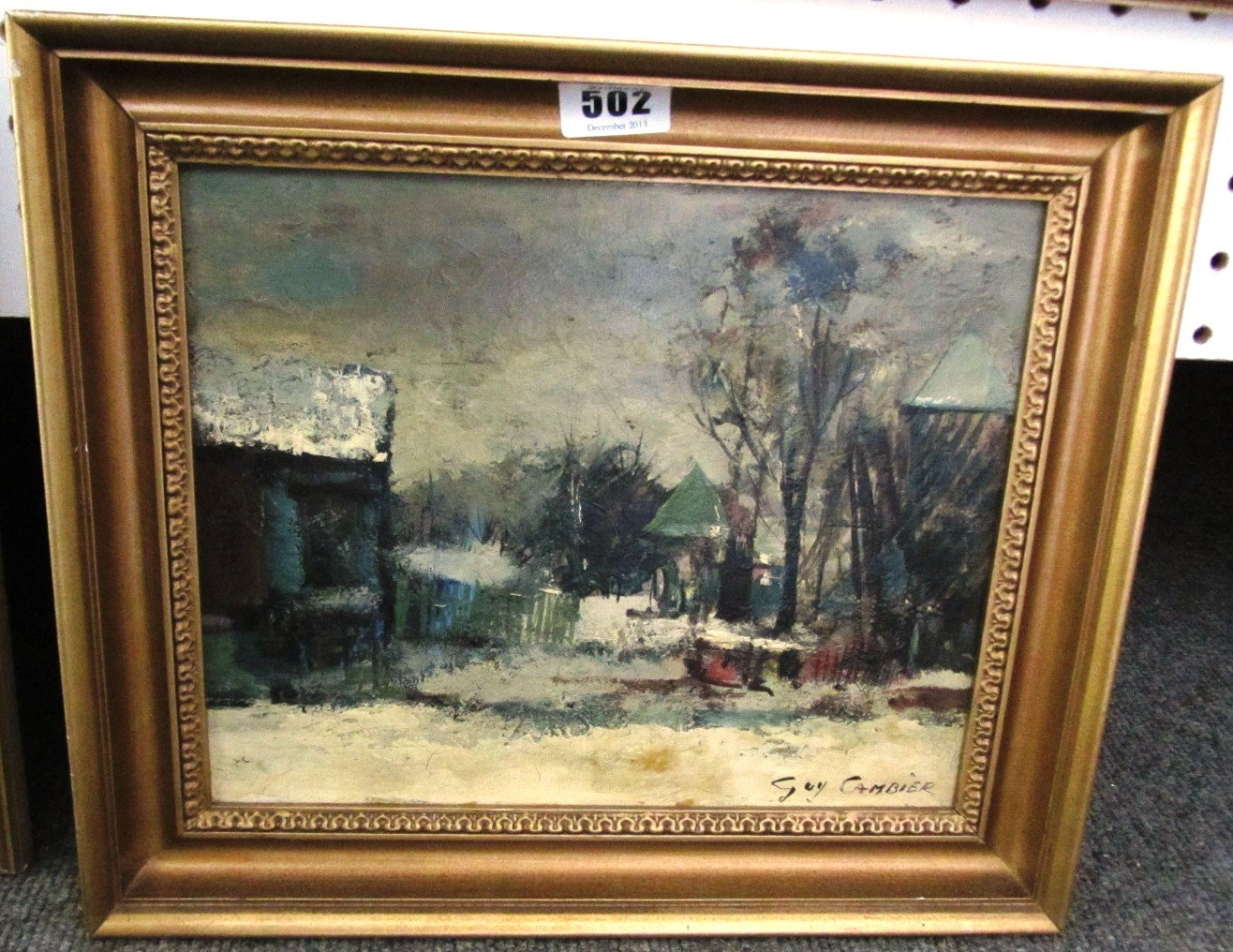 Appraisal: Guy Cambier b Winter scene oil on board signed cm