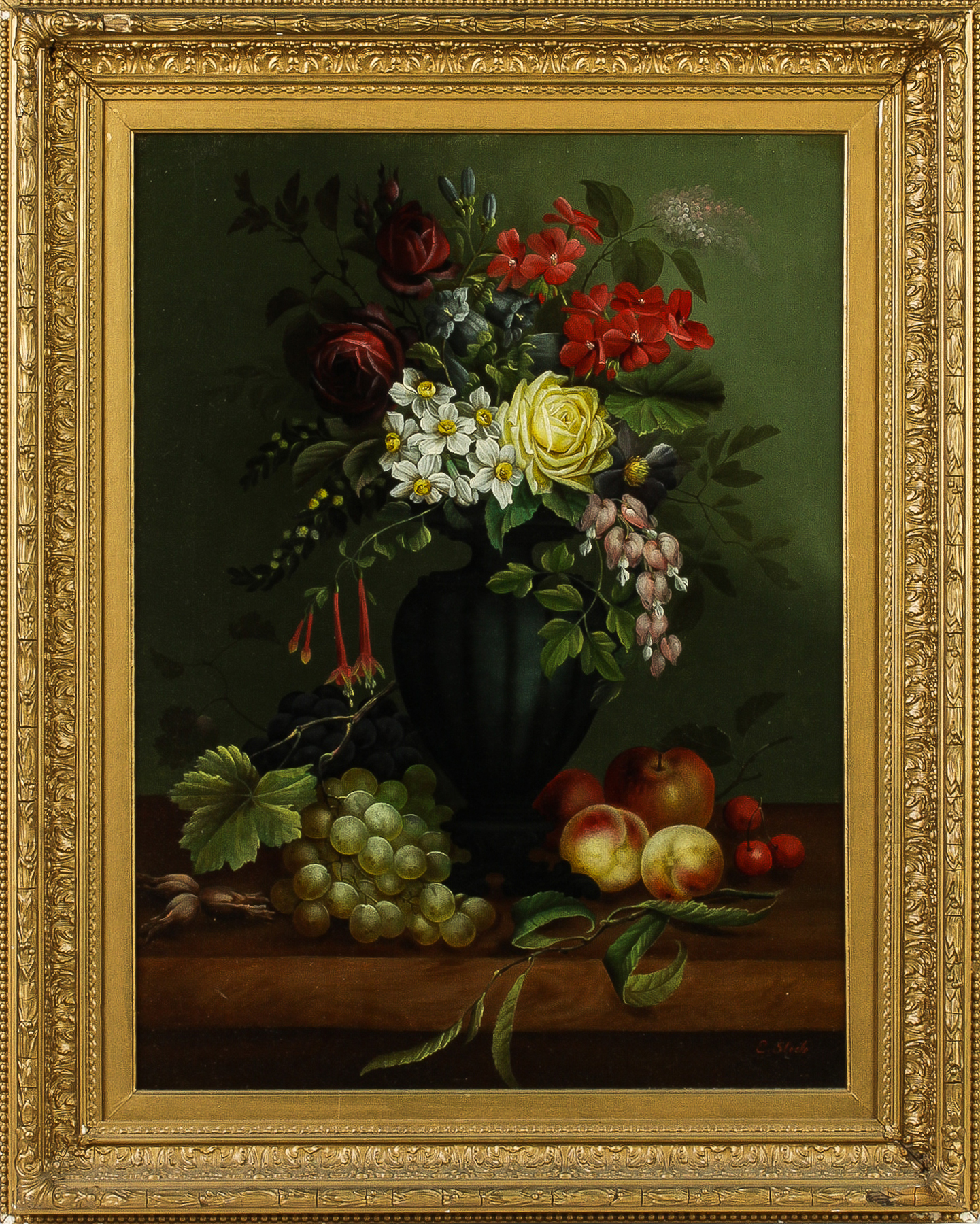 Appraisal: Edwin Steele English - Victorian Floral and Fruit Still Life