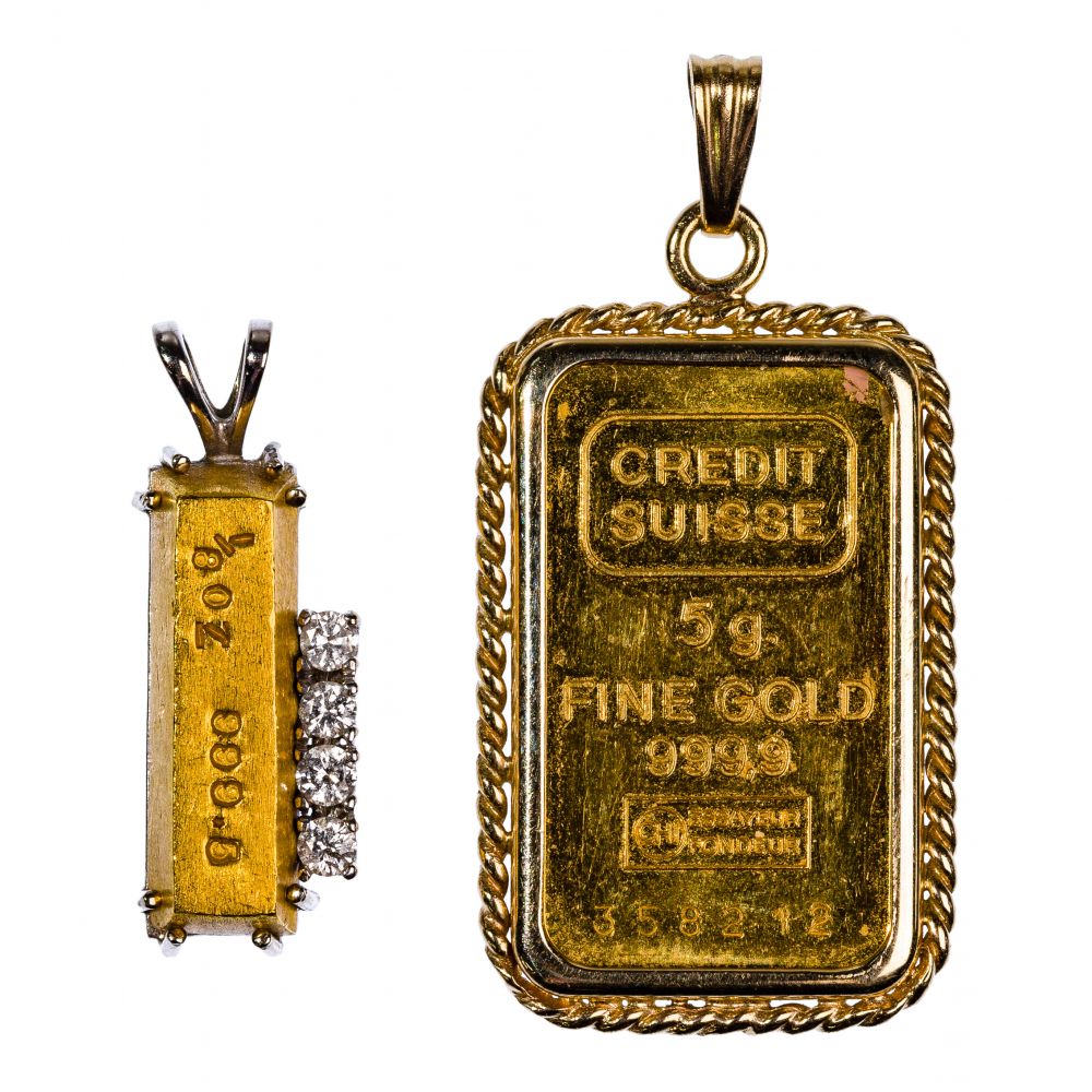 Appraisal: FINE GOLD PENDANTS IN K GOLD SURROUNDS items including a