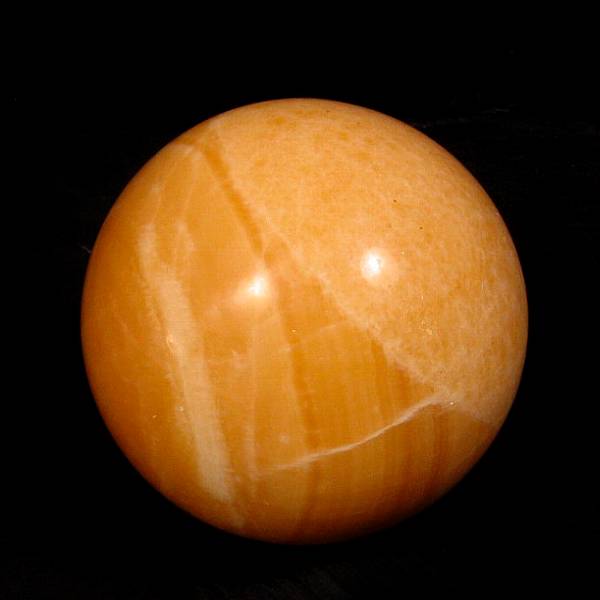 Appraisal: Orange-Yellow Calcite Sphere on Stand Exhibiting color banding in shades