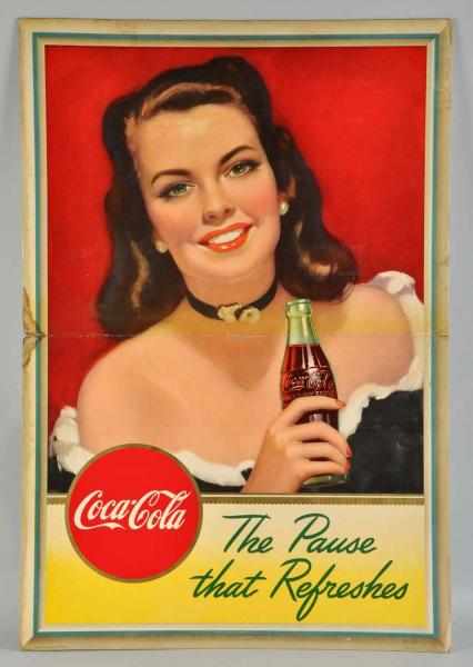 Appraisal: Cardboard Coca-Cola Poster Description Likely used for a window display