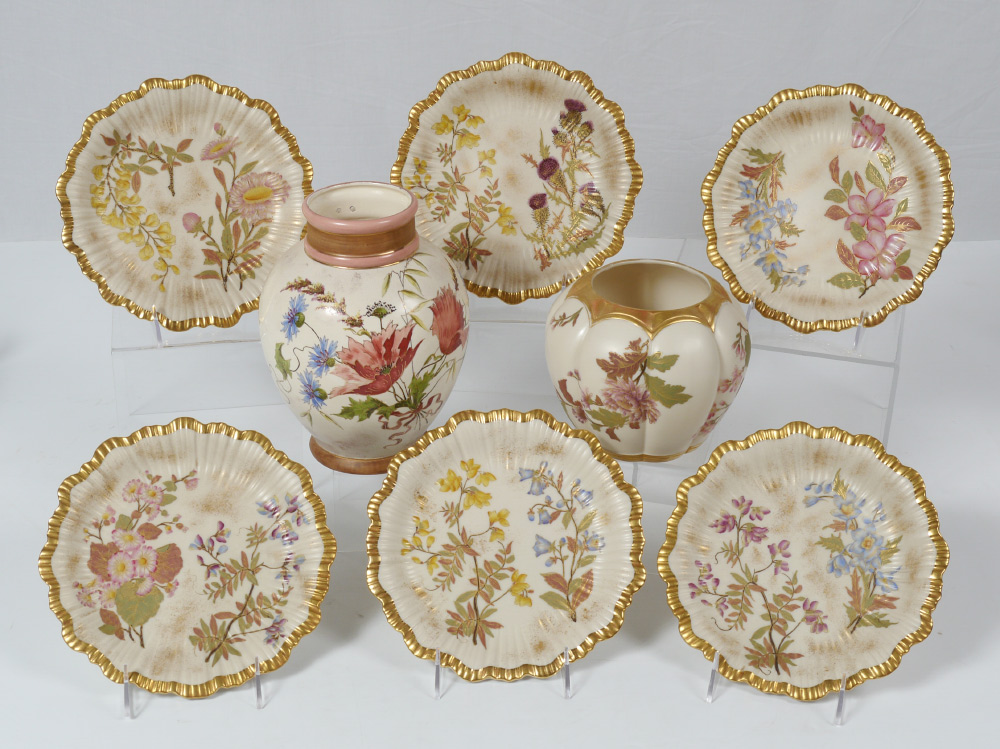 Appraisal: ROYAL WORCESTER TEPLITZ PORCELAIN PLATES VASES pieces total to include