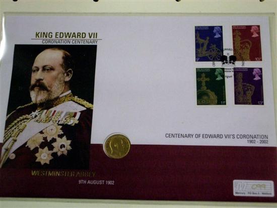 Appraisal: Gold sovereign commemorative coin cover 'Centenary of King Edward VII's