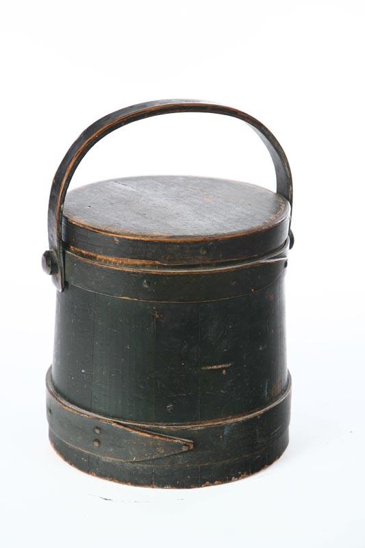 Appraisal: SUGAR BUCKET American late th century softwood Stave constructed bucket