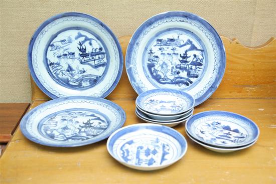 Appraisal: GROUP OF TEN BLUE AND WHITE CANTON PLATES AND SAUCERS