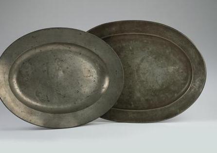 Appraisal: TWO LARGE PEWTER OVAL PLATTERS Length of longest inches Est