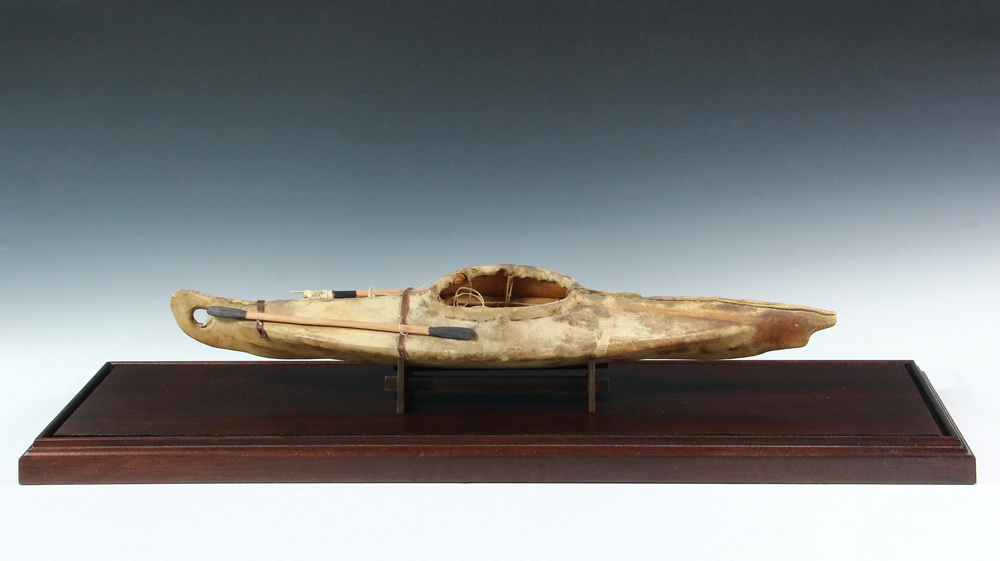 Appraisal: CASED NATIVE MADE KAYAK MODEL - Inuit style th c