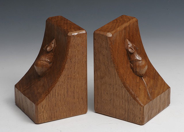 Appraisal: Robert Thompson of Kilburn British - Pair of Mouseman oak