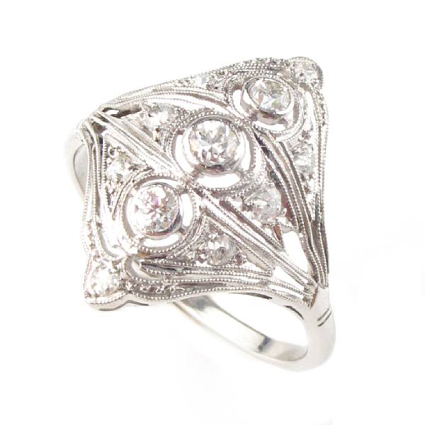 Appraisal: A diamond and white gold navette ring