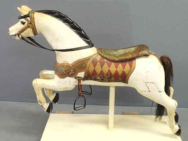 Appraisal: Early carousel horse late th c with glass eyes repainted