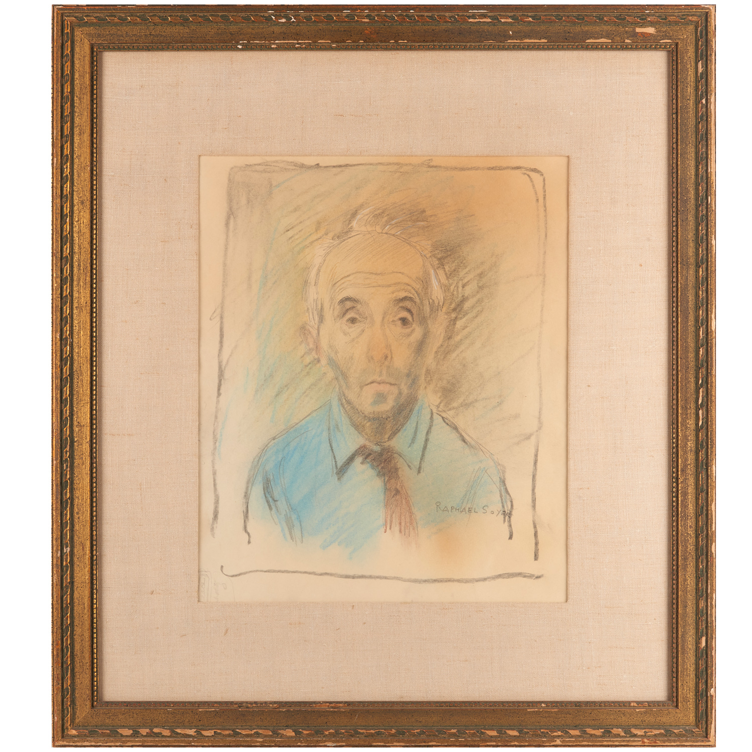 Appraisal: RAPHAEL SOYER DRAWING Raphael Soyer American - Self-Portrait pastel on