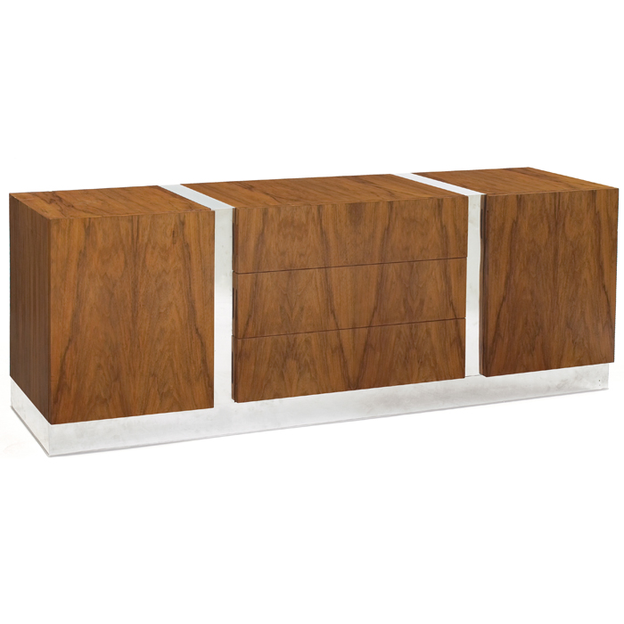 Appraisal: Milo Baughman cabinet by Thayer Coggin bleached rosewood with chrome-plated