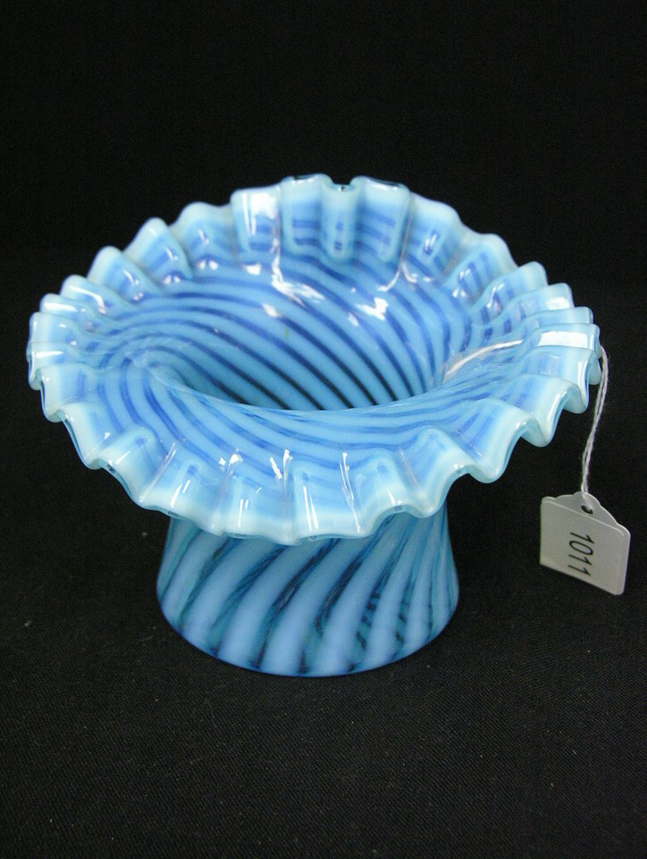 Appraisal: BLUE OPALESCENT SWIRL J I P VASE Size with diameter