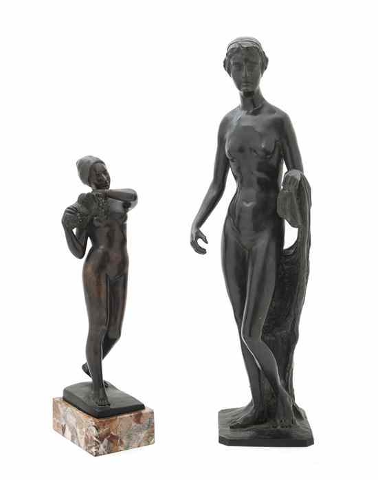 Appraisal: A Cast Metal Figure of a Woman together with a