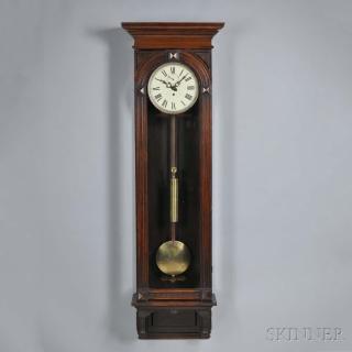 Appraisal: Waterbury Walnut Wall Regulator Connecticut c walnut case with cornice