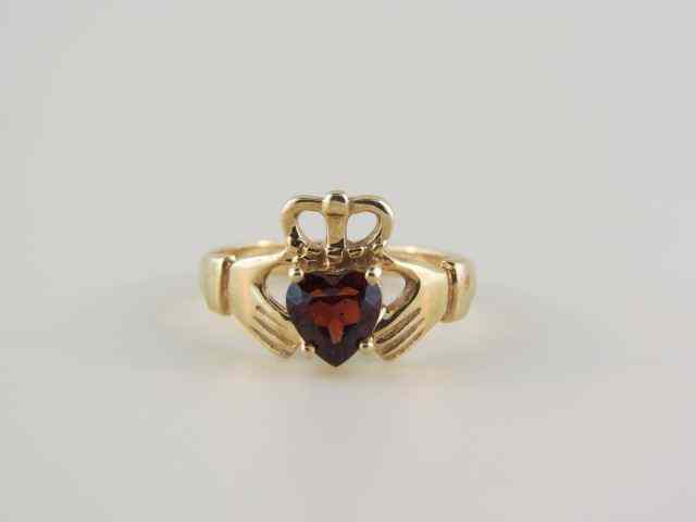 Appraisal: Garnet Irish Claddah Ring wedding ring carat heart shape gem