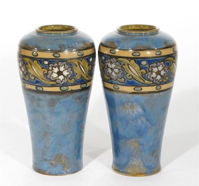 Appraisal: A pair of Royal Doulton stoneware vases by Florrie Jones