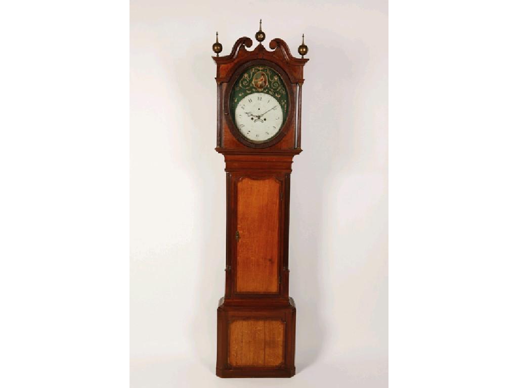 Appraisal: A GEORGE III OAK AND MAHOGANY LONGCASE CLOCK the painted