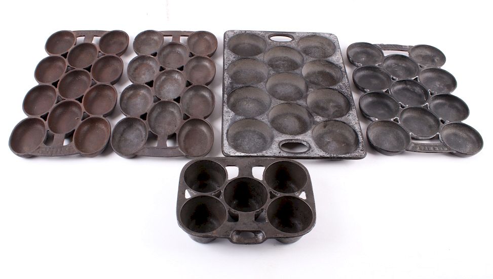 Appraisal: Antique Wagner Ware Other Cast Iron Muffin Pans This lot