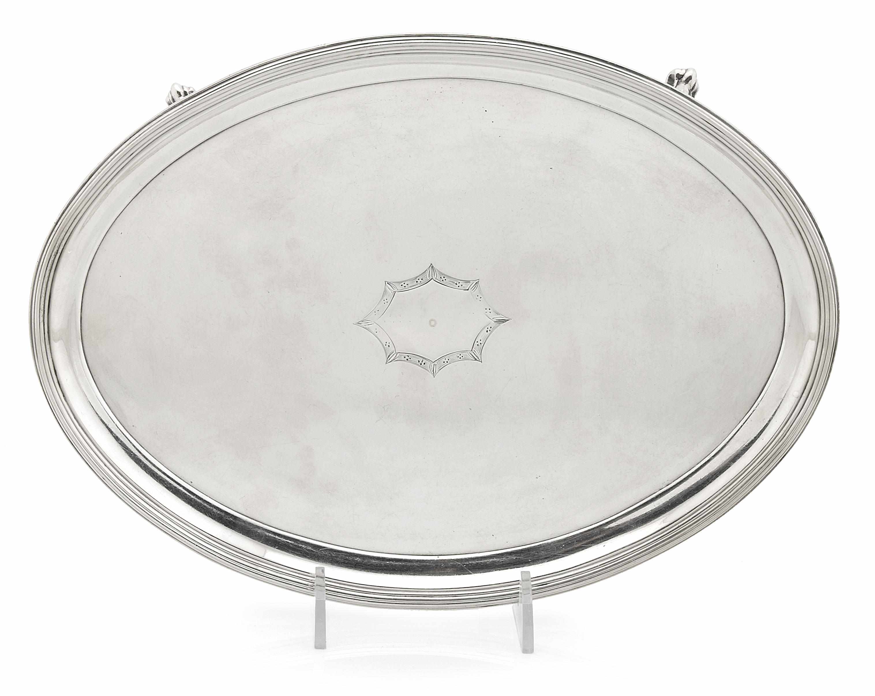 Appraisal: A George III sterling silver oval footed salver Elizabeth Jones