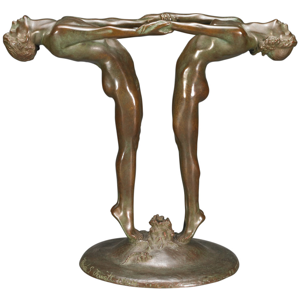 Appraisal: Maude Sherwood Jewett American - BACCHANTE FLOWER HOLDER patinated bronze