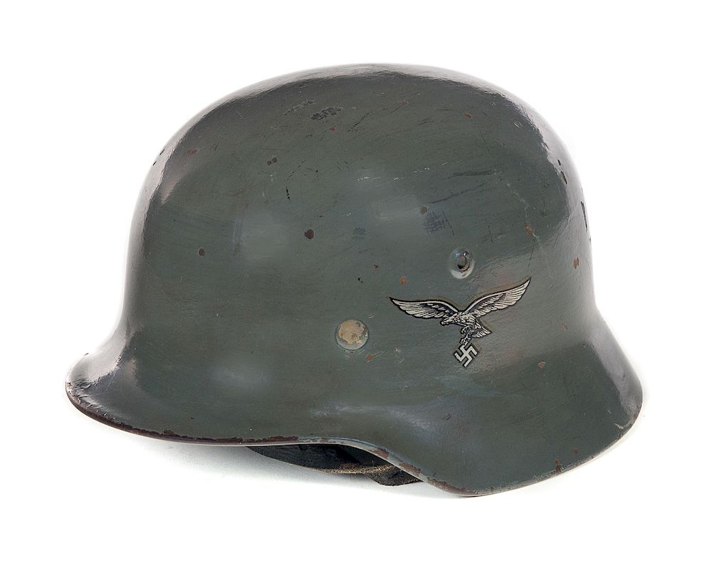 Appraisal: German Nazi WWII M Helmet Repainted Good original condition Please