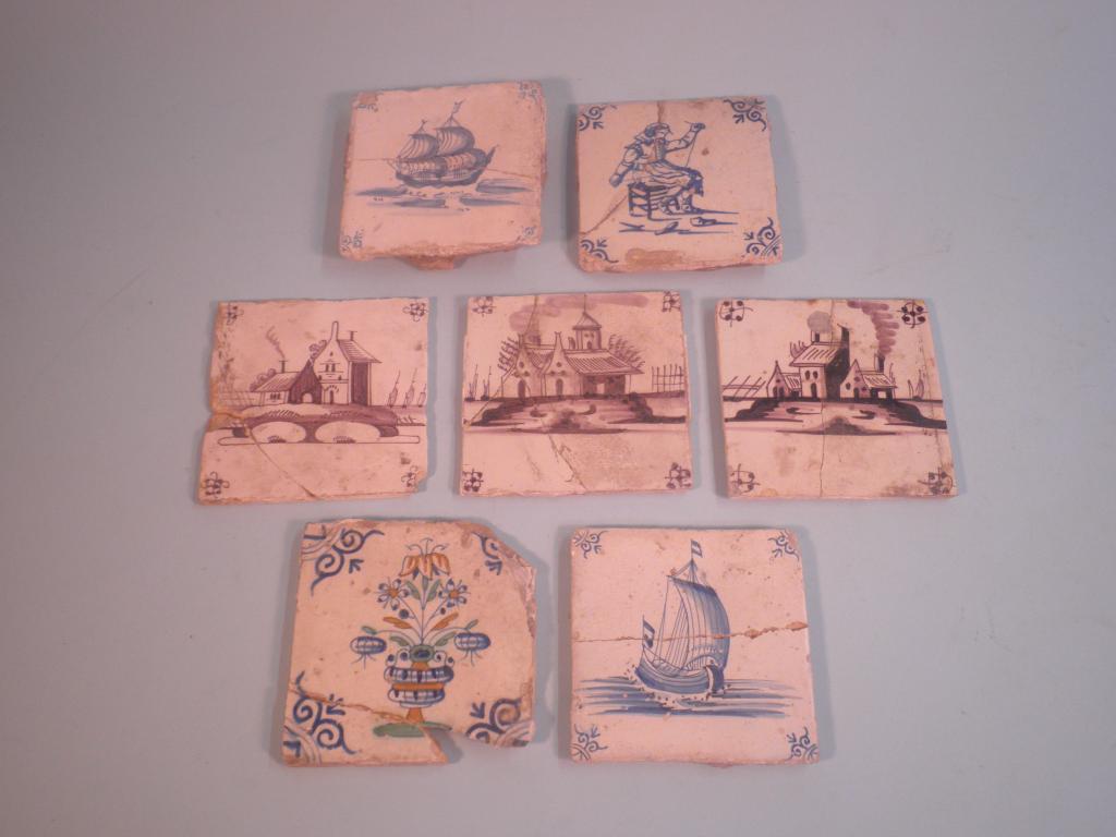 Appraisal: Seven late thC early thC Delft tiles to include three