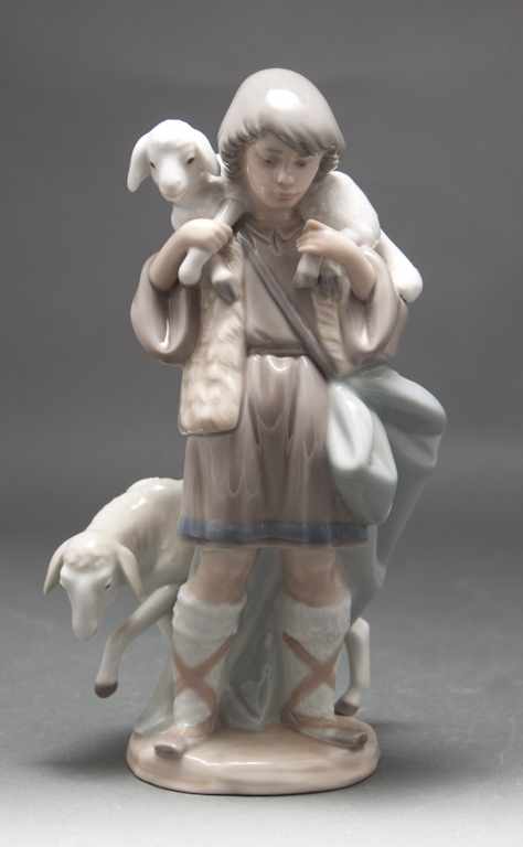 Appraisal: Lladro porcelain figural group ''Shepherd Boy'' no modeled as youthful