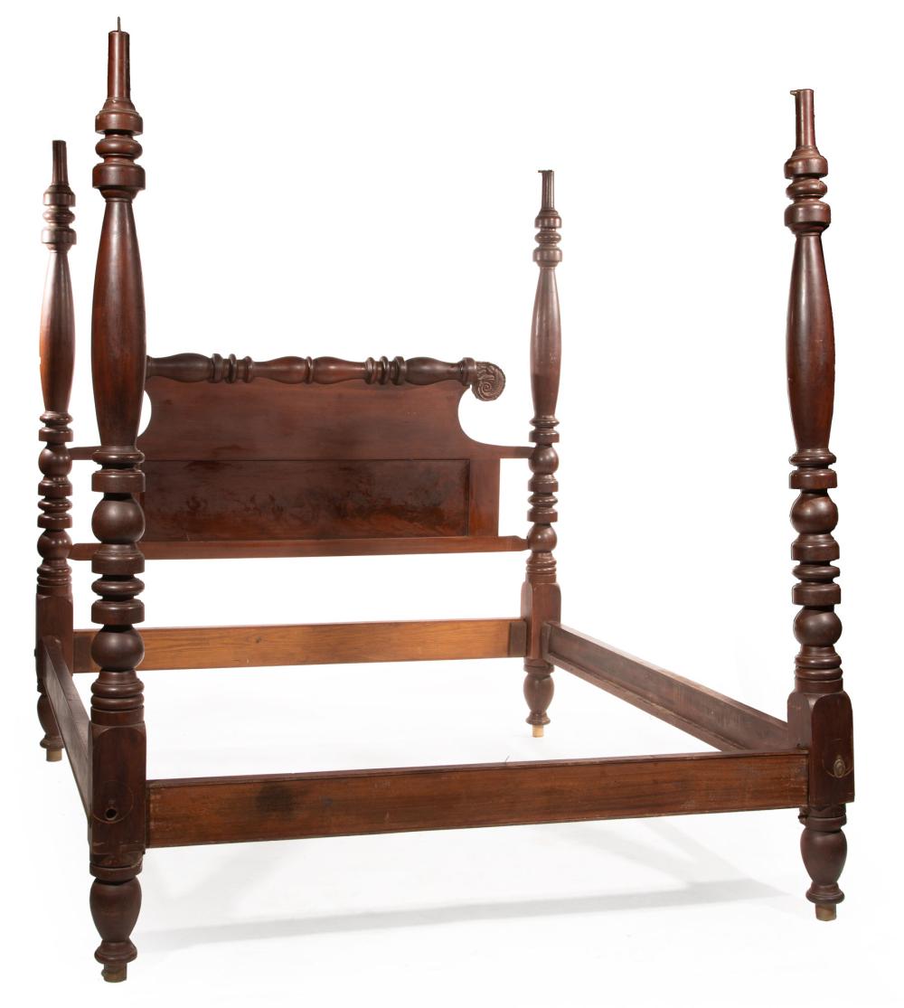 Appraisal: Louisiana Carved Mahogany Poster Bed of Generous Width c -