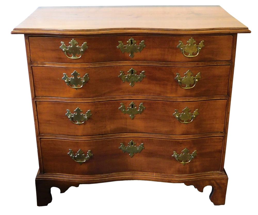 Appraisal: Oxbow four drawer chest c Massachusetts maple and figured maple