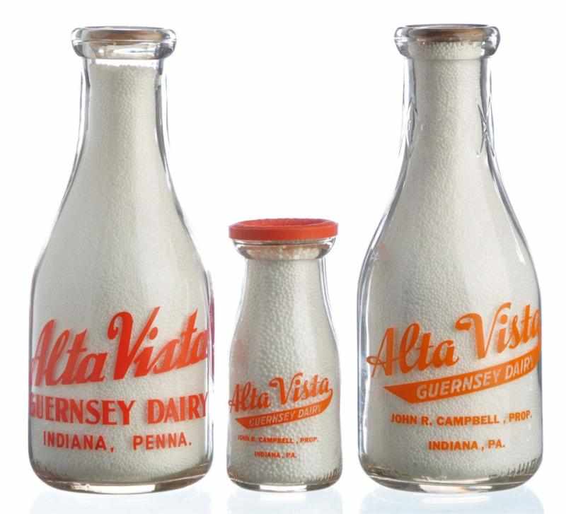 Appraisal: Lot of Alta Vista Dairy Milk Bottles Description Indiana PA