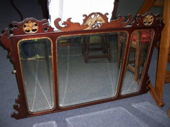 Appraisal: A mahogany landscape mirror of Chippendale design the triple plate