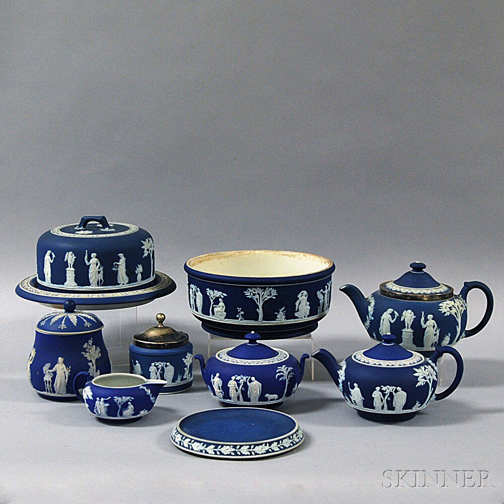 Appraisal: Nine Wedgwood Dark Blue Jasper Items th and th century