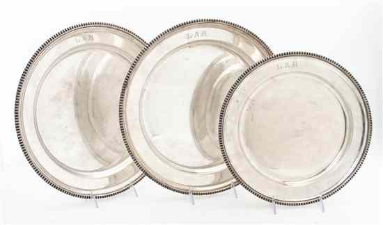 Appraisal: Three Sheffield Plate Platters Elkington Co each of circular form