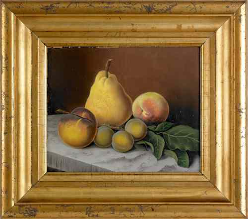 Appraisal: Luminous pastel on paper still life of fruit on a