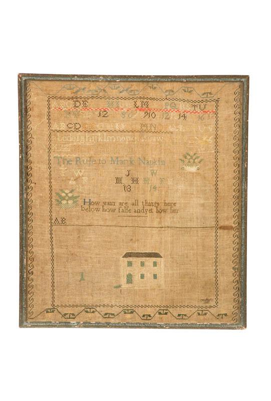 Appraisal: SAMPLER Probably American early th century silk on linen Entitled