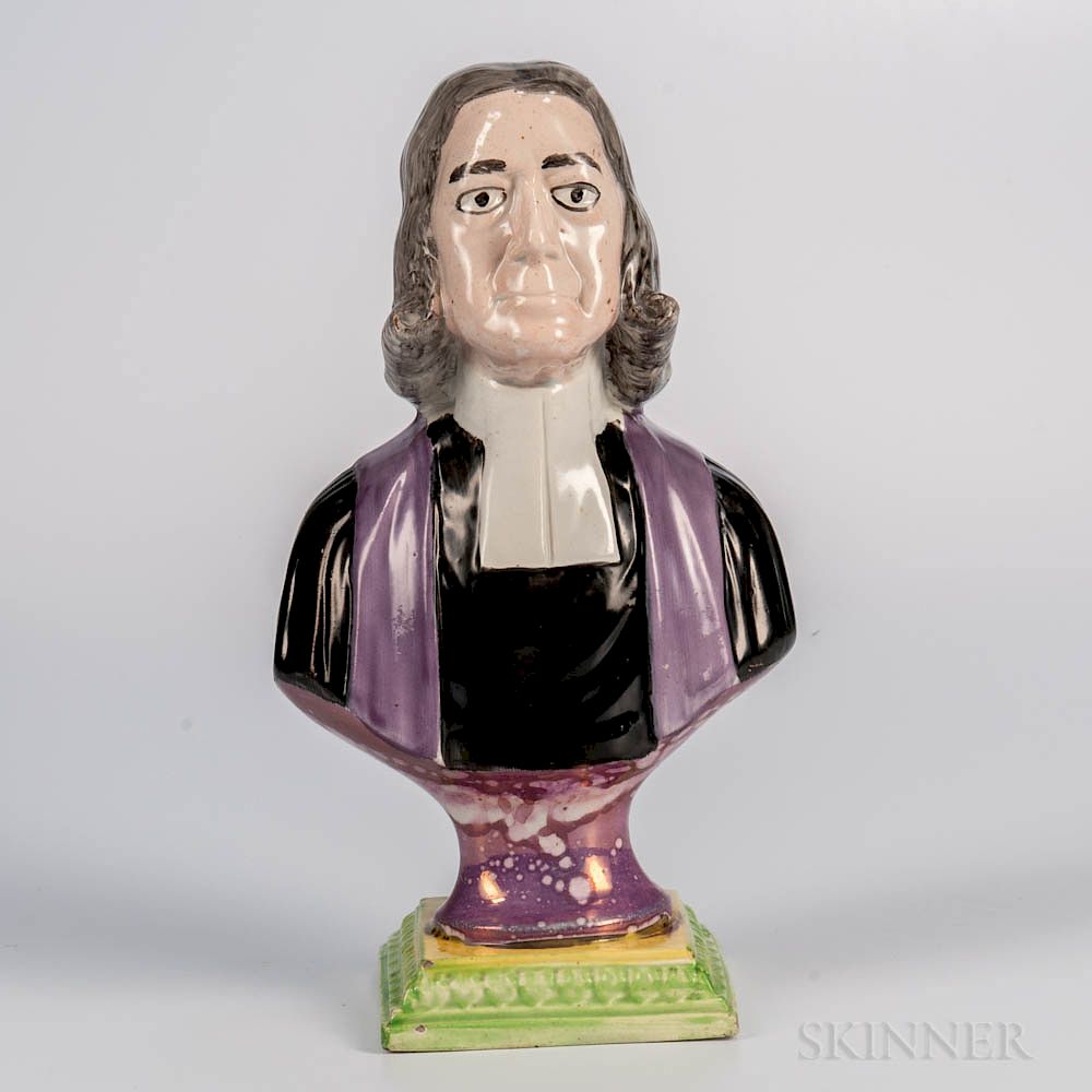 Appraisal: Sunderland Pink Lustre Decorated Bust of John Wesley Sunderland Pink