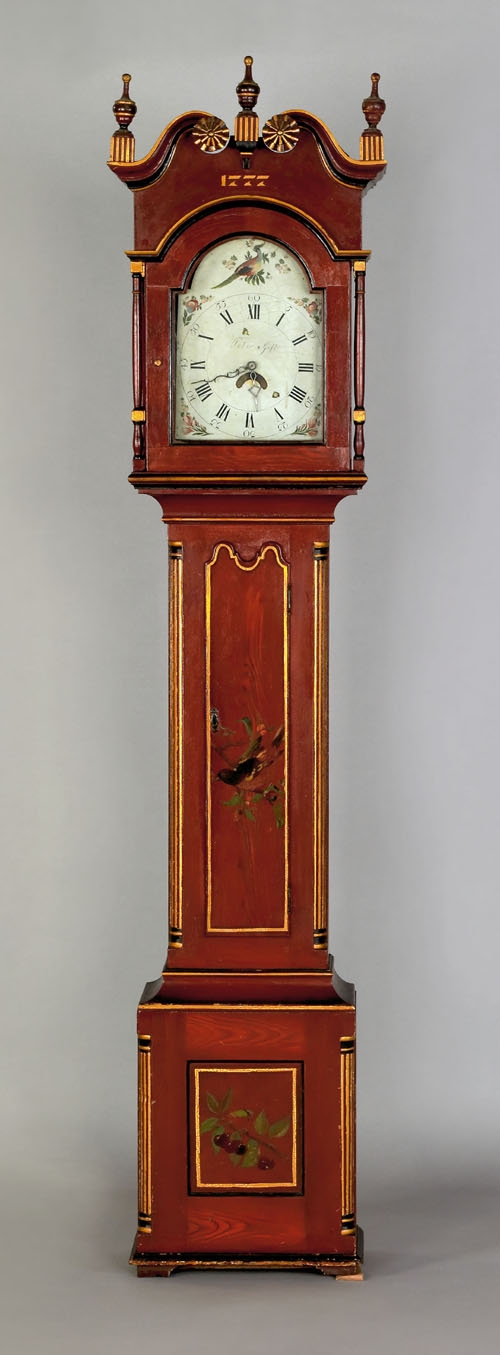 Appraisal: Kutztown Pennsylvania painted tall case clock ca the broken arch