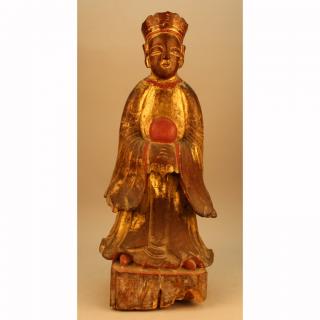 Appraisal: Chinese Ch'ien Lung carved polychromed figure Chinese Ch'ien Lung carved