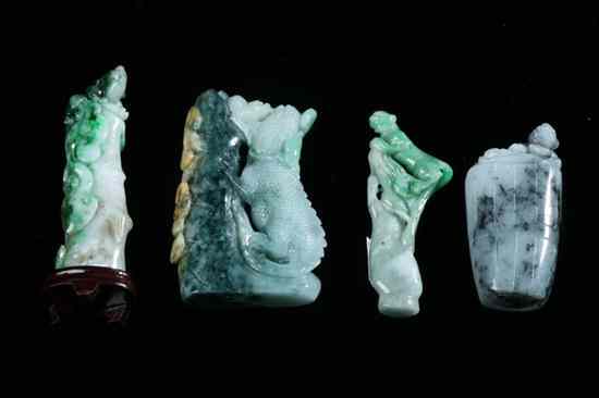 Appraisal: FOUR PIECES CHINESE APPLE GREEN GREY AND CELADON JADE Of