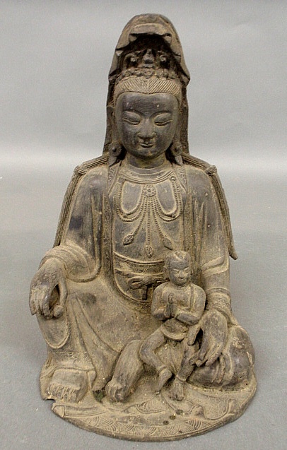 Appraisal: - Early cast metal seated Buddha probably th c h