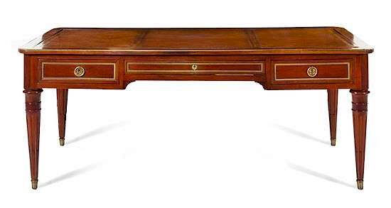 Appraisal: A Louis XVI Brass Mounted Mahogany Bureau Plat Height x