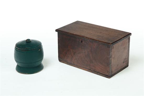 Appraisal: MINIATURE BLANKET CHEST AND TREENWARE SUGAR American late th- th