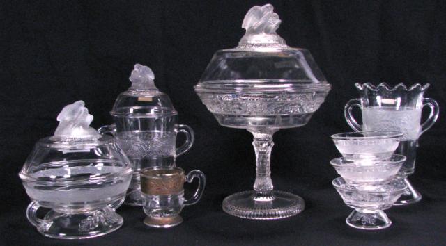 Appraisal: Group of Early Pattern Glass eight items including lidded compote