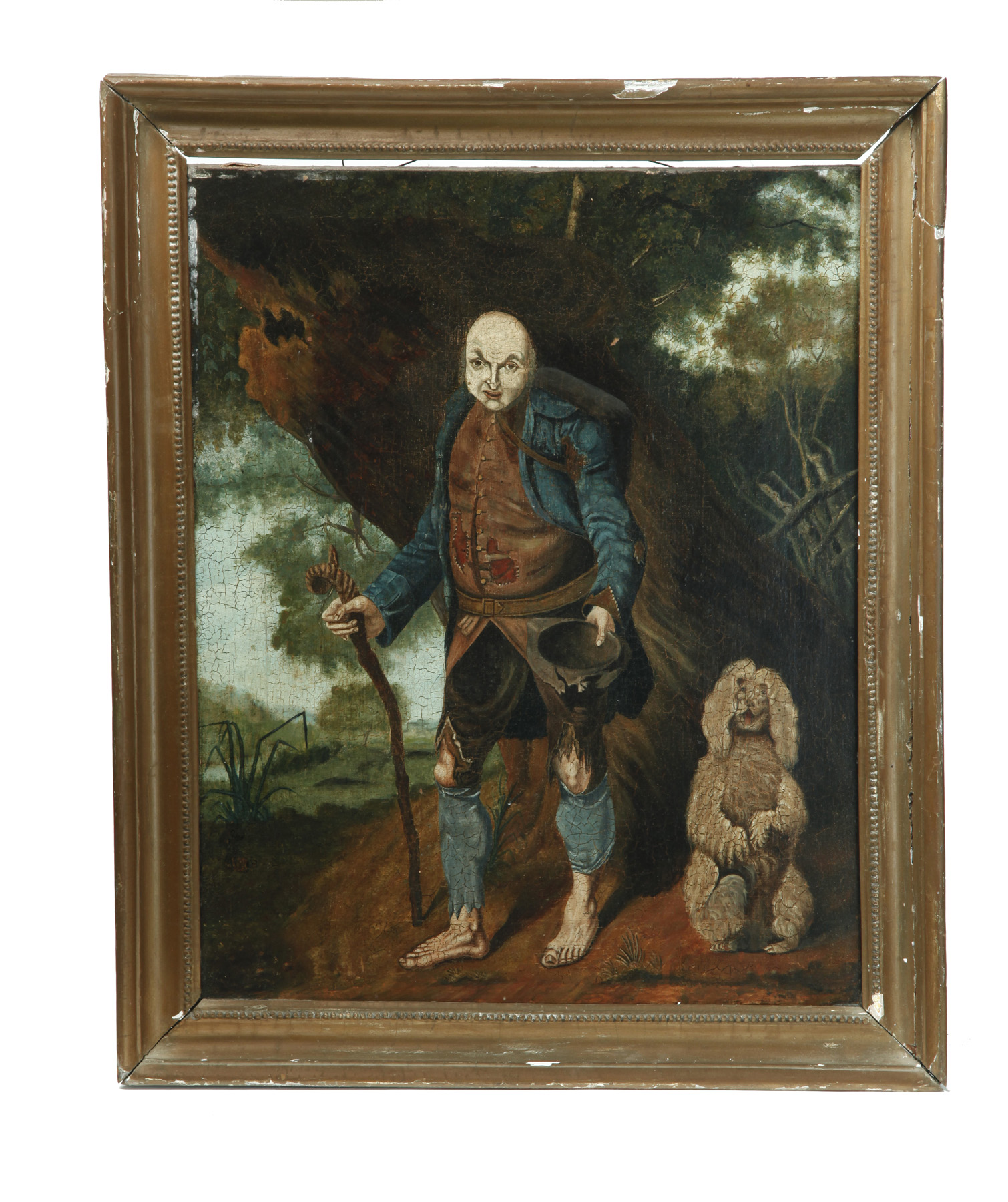 Appraisal: BEGGAR WITH DOG EUROPEAN SCHOOL POSSIBLY TH CENTURY Oil on