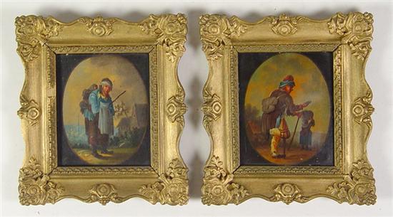 Appraisal: Two German Oil Paintings th Century Anonymous Genre scenes One