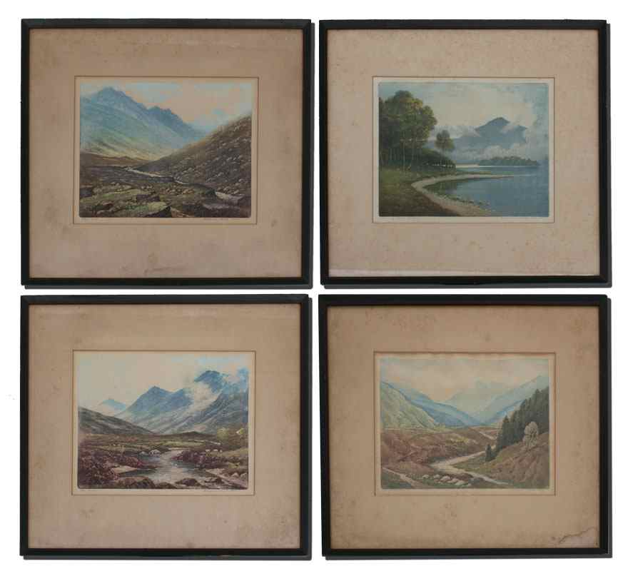 Appraisal: HERDMAN-SMITH Robert British - Etchings ''Glen Rosa'' ''Evening Loch Katrine''