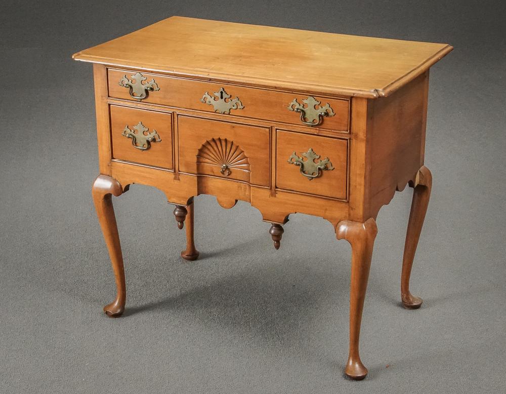 Appraisal: QUEEN ANNE CHERRY LOWBOY MASSACHUSETTS CIRCA - Queen Anne Cherry