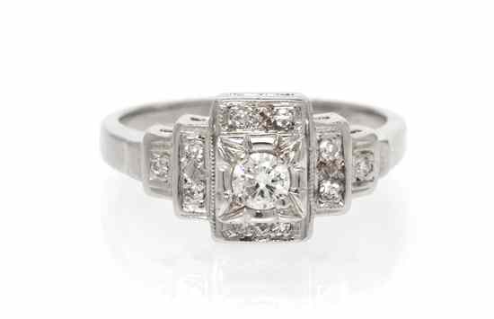 Appraisal: A Karat White Gold and Diamond Ring containing one round